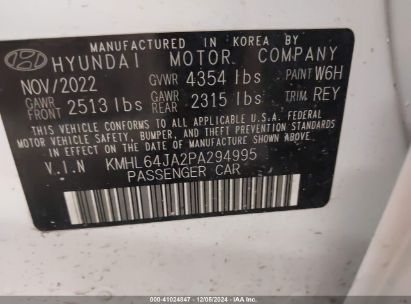 Lot #3035081075 2023 HYUNDAI SONATA SEL