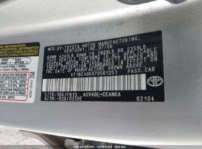 Lot #3042566338 2007 TOYOTA CAMRY LE