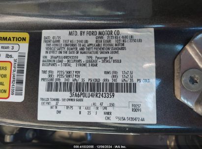 Lot #3056470311 2015 FORD FUSION HYBRID SE