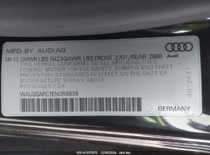 Lot #3056470510 2014 AUDI A7 3.0T PREMIUM PLUS