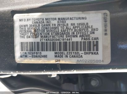 Lot #3035707964 2004 TOYOTA MATRIX XR