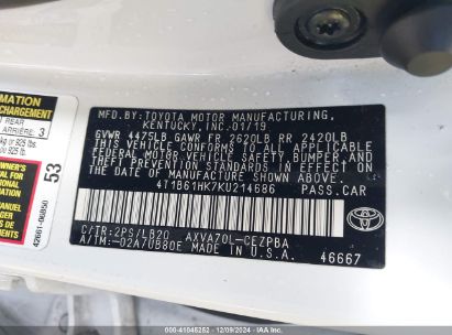 Lot #3035092268 2019 TOYOTA CAMRY XSE