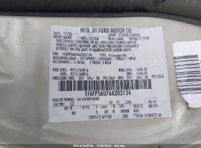 Lot #3035092261 2006 FORD TAURUS SEL