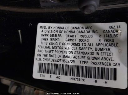 Lot #3034050244 2014 HONDA CIVIC LX