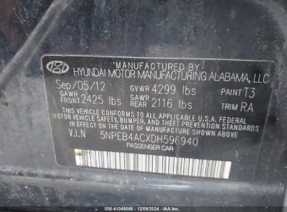 Lot #3032321577 2013 HYUNDAI SONATA GLS