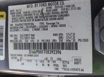 Lot #3035092200 2014 FORD FUSION SE