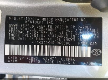 Lot #3035092168 2024 TOYOTA CAMRY HYBRID XSE