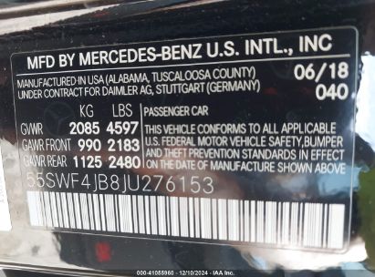 Lot #3050077303 2018 MERCEDES-BENZ C 300