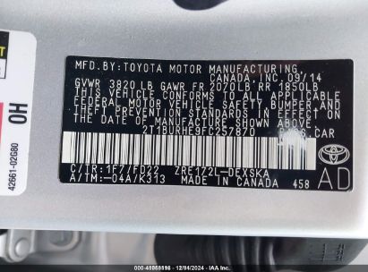 Lot #3034050017 2015 TOYOTA COROLLA S PLUS