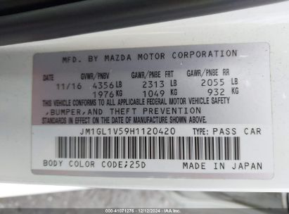 Lot #3053067940 2017 MAZDA MAZDA6 TOURING