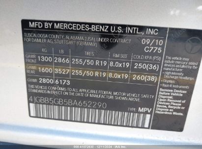 Lot #3034049681 2011 MERCEDES-BENZ ML 350