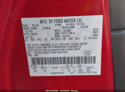 Lot #3035091815 2010 FORD ESCAPE XLT