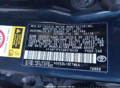 Lot #3042565290 2016 TOYOTA CAMRY LE