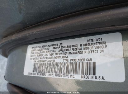 Lot #3035066678 2001 SUBARU OUTBACK H6-3.0