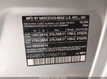 Lot #3050073180 2005 MERCEDES-BENZ ML 350 4MATIC