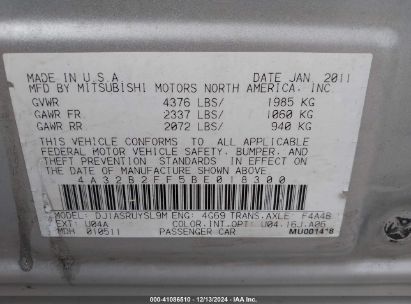 Lot #3056474639 2011 MITSUBISHI GALANT FE