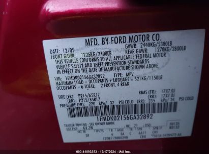 Lot #3056469828 2006 FORD FREESTYLE SEL