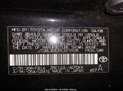 Lot #3034049282 2009 TOYOTA COROLLA LE