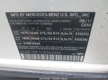 Lot #3056066122 2012 MERCEDES-BENZ GL 450 4MATIC