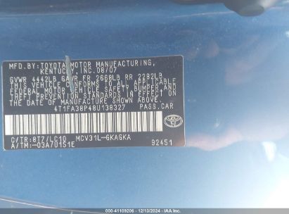 Lot #3042564441 2008 TOYOTA CAMRY SOLARA SLE