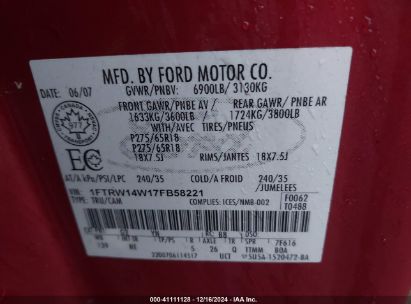 Lot #3029545952 2007 FORD F-150 XLT