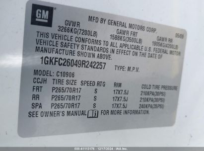 Lot #3050077039 2009 GMC YUKON XL 1500 SLE2