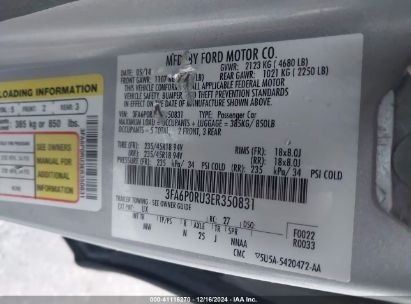 Lot #3050077011 2014 FORD FUSION HYBRID TITANIUM