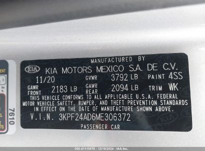 Lot #3053067894 2021 KIA FORTE LXS