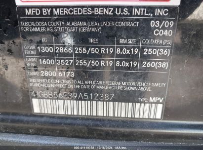 Lot #3037531980 2009 MERCEDES-BENZ ML 350