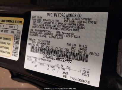 Lot #3037534850 2017 FORD FUSION HYBRID SE