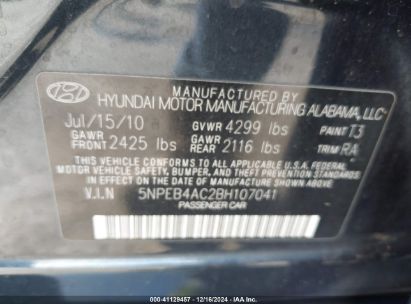 Lot #3035091728 2011 HYUNDAI SONATA GLS