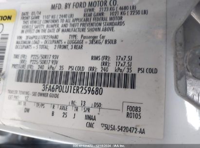 Lot #3051091680 2014 FORD FUSION HYBRID SE