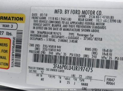 Lot #3053068339 2018 FORD FUSION HYBRID SE