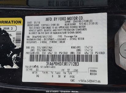 Lot #3035091218 2018 FORD FUSION SE