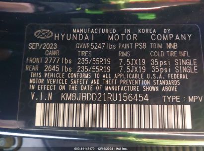 Lot #3053065698 2024 HYUNDAI TUCSON PLUG-IN HYBRID SEL