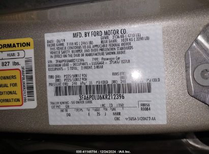 Lot #3052070298 2019 FORD FUSION HYBRID SE