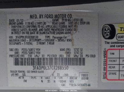 Lot #3030182099 2012 FORD FUSION HYBRID