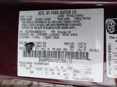 Lot #3044175580 2011 FORD FUSION SE