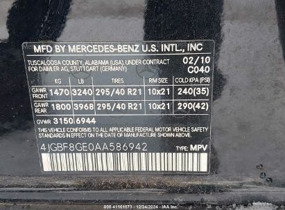 Lot #3051080818 2010 MERCEDES-BENZ GL-CLASS GL 550