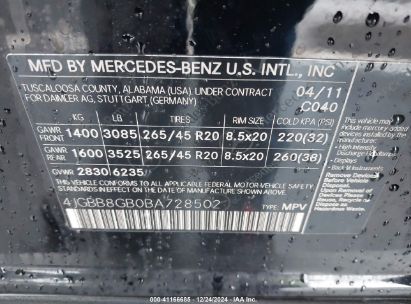 Lot #3056477038 2011 MERCEDES-BENZ ML 350 4MATIC