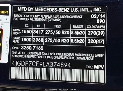 Lot #3042563684 2014 MERCEDES-BENZ GL 450 4MATIC