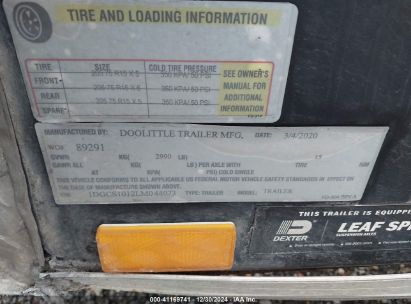 Lot #3052078860 2020 DOOLITTLE CARGO TRAILER