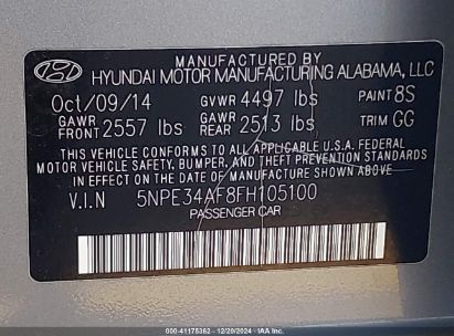 Lot #3034047806 2015 HYUNDAI SONATA SPORT