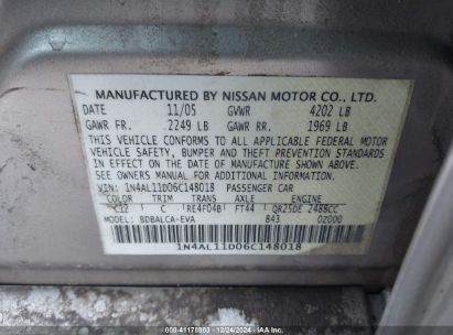 Lot #3035064474 2006 NISSAN ALTIMA 2.5 S