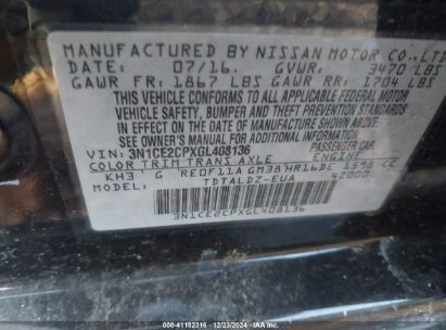 Lot #3037533495 2016 NISSAN VERSA NOTE S (SR)/S PLUS/SL/SR/SV