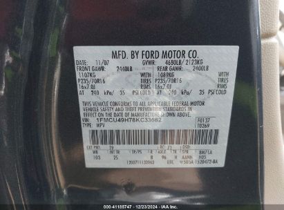 Lot #3037531660 2008 FORD ESCAPE HYBRID