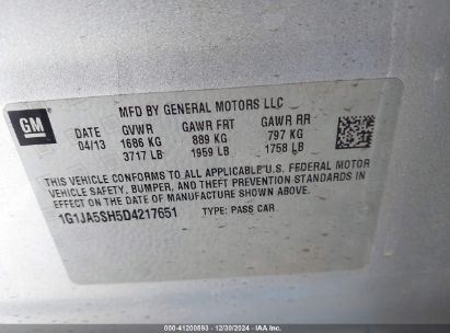 Lot #3053065903 2013 CHEVROLET SONIC LS AUTO