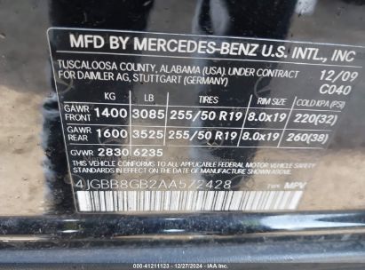 Lot #3046374827 2010 MERCEDES-BENZ ML 350 4MATIC