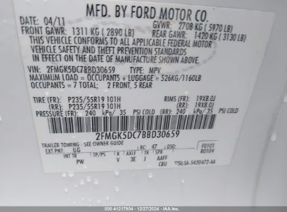 Lot #3051090266 2011 FORD FLEX LIMITED