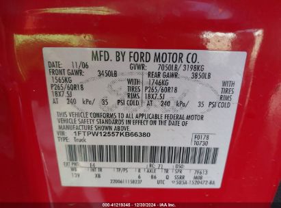 Lot #3053065456 2007 FORD F-150 LARIAT/XLT